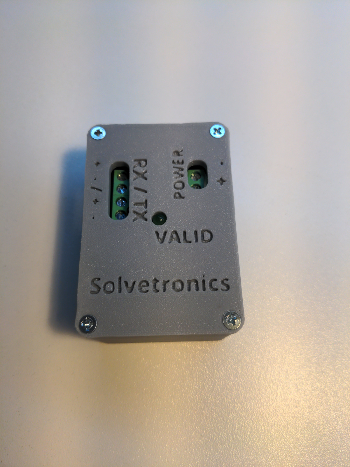 Finished converter in labelled enclosure